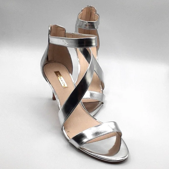 Louise Et Cie Silver Strappy Heels Evening Formal Size 10 - Picture 3 of 7